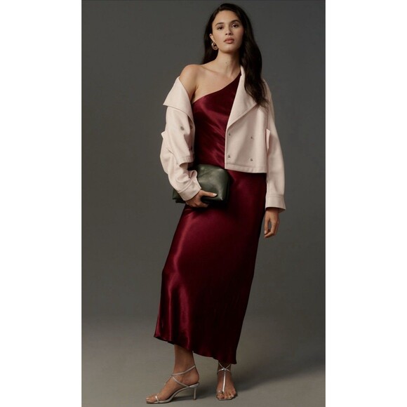 Anthropologie Avec Les Filles Crop Peacoat Pink Faux Leather Preppy Large NWT